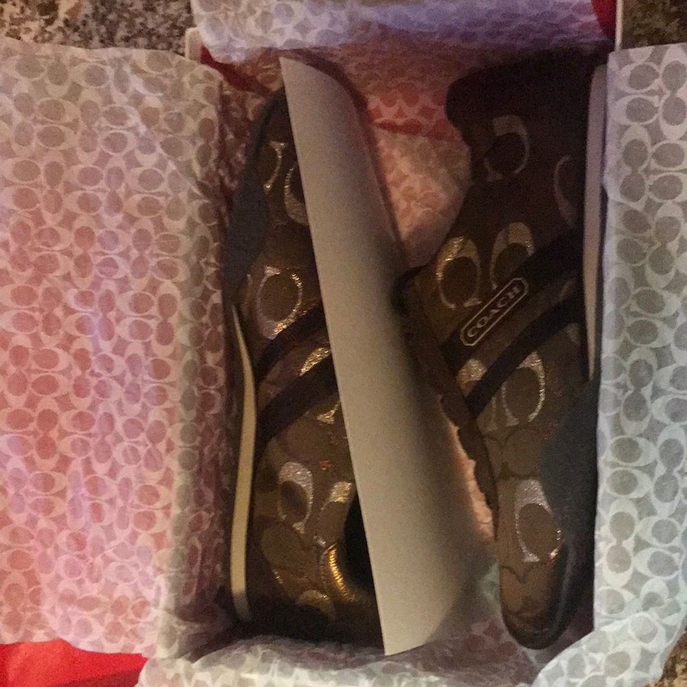 Coach Kate 12CM MET/MET/SD Metallic Bronze and Brown Sneakers - Picture 7 of 16